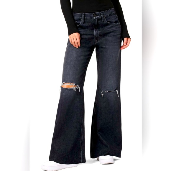 Hudson Jeans NWT SZ 25 Jodie Ripped High Waist Flare Jeans in Faded Noir - Picture 1 of 15
